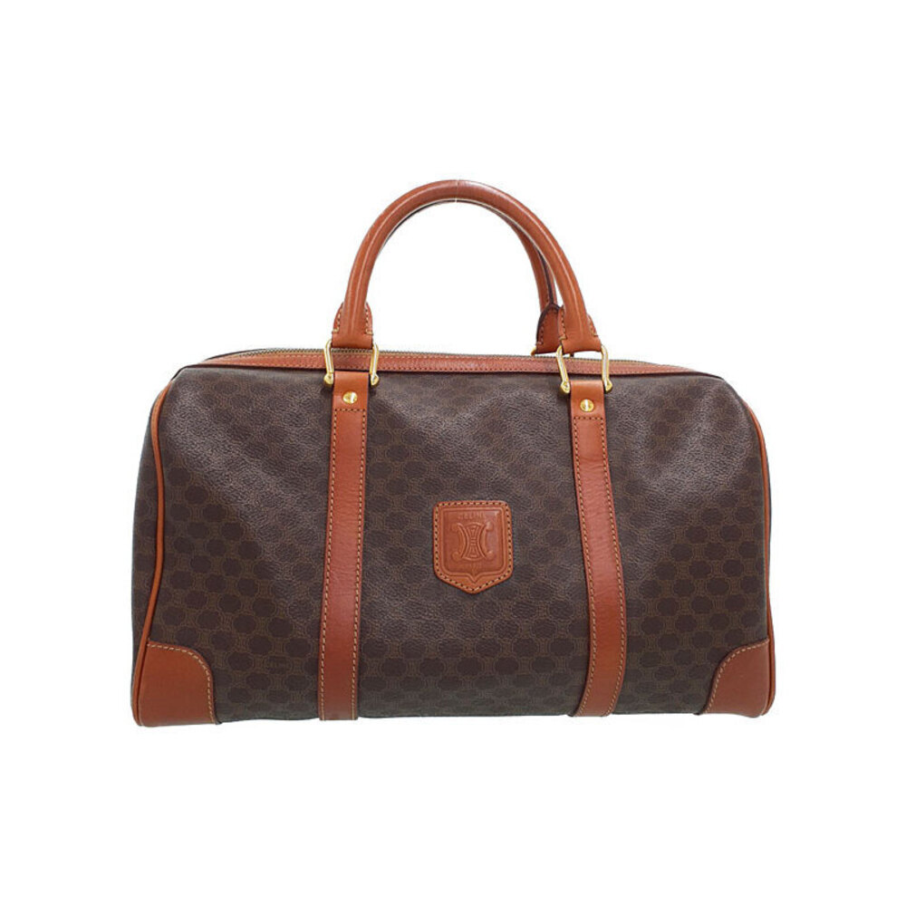 Celine Macadam Boston bag canvas tan trim handles Brown - Picture 1 of 9